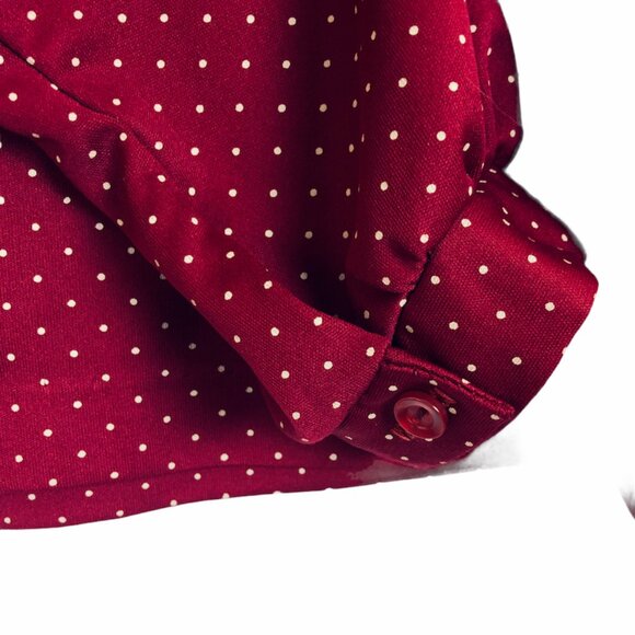 Vintage Copy Cats Womens Polka Dot Blouse Size Medium Detachable Jabot Red White - Picture 9 of 10